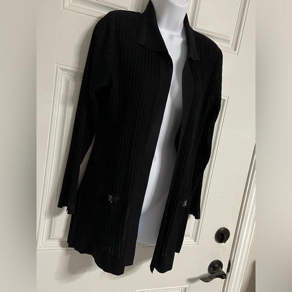 MISOOK Black Ribbed Open Front Cardigan Sweater - Picture 2 of 9